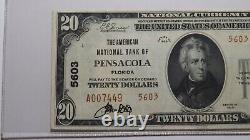 $20 1929 Pensacola Floride Fl Monnaie Nationale Banque Note Bill #5603 New55 Pcgs