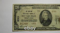 20 1929 Pittsburgh Pennsylvanie Ap National Monnaie Banque Note Bill Ch. Numéro 6301