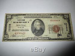 20 $ 1929 Pontiac Michigan MI Note De La Banque Monétaire Nationale Bill! Ch # 12288 Fine