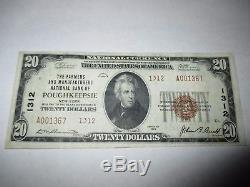 20 $ 1929 Poughkeepsie New York Ny Banque De Billets De Banque Nationale Note Bill! Ch # 1312 Vf +