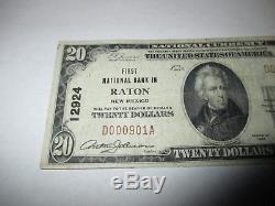 $ 20 1929 Raton Nouveau-mexique Nm Projet De Loi Sur Les Billets De Banque Nationaux! Ch. # 12924 Vf