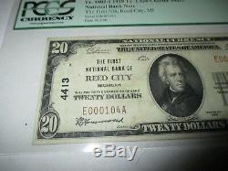 20 $ 1929 Reed City Michigan MI Banque Nationale Monnaie Note Bill Ch. # 4413 Vf