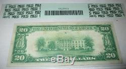 20 $ 1929 Reed City Michigan MI Banque Nationale Monnaie Note Bill Ch. # 4413 Vf