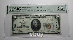 $20 1929 Reno Nevada Nv Monnaie Nationale Banque Note Bill Charte #7038 Au55 Pmg