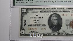 $20 1929 Reno Nevada Nv Monnaie Nationale Banque Note Bill Charte #7038 Au55 Pmg
