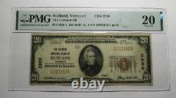 20 $ 1929 Rutland Vermont Vt Monnaie Nationale Bill! Ch. #2950 Vf20 Pmg