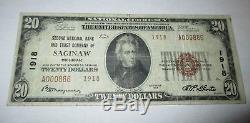$ 20 1929 Saginaw Michigan MI Billet De Banque National Bill Ch. # 1918 Amende