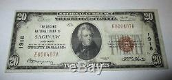$ 20 1929 Saginaw Michigan MI Billet De Banque National Bill Ch. # 1918 Vf