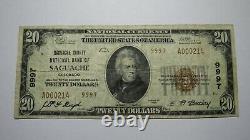 20 1929 Saguache Colorado Co Monnaie Nationale Banque Note Bill Ch. #9997 Fine