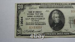 $20 1929 San Francisco California Ca National Currency Bank Note Bill #13044 Vf+