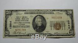 20 $ 1929 San Francisco Californie Ca Banque Nationale Monnaie Note Bill! # 13044 Vf
