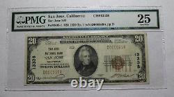 20 $ 1929 San Jose En Californie Ca Banque Nationale Monnaie Note Bill # 13338 Vf25 Pmg