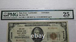 20 $ 1929 San Jose En Californie Ca Banque Nationale Monnaie Note Bill # 13338 Vf25 Pmg