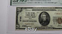 20 1929 Sandusky Ohio Oh Monnaie Nationale Banque Note Bill Ch. #4792 Vf30 Pmg