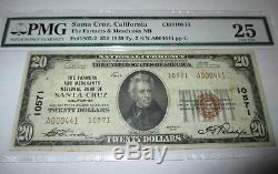 $ 20 1929 Santa Cruz Californie Ca National Monnaie Billet De Banque Bill # 10571 Pcgs