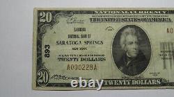 $20 1929 Saratoga Springs New York Ny Monnaie Nationale Banque Note Bill #893 Vf+