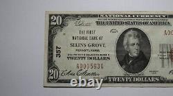 20 1929 Selins Grove Pennsylvania Ap Monnaie Nationale Banque Note Bill #357 Vf++