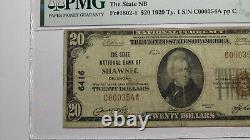 20 1929 Shawnee Oklahoma Ok Monnaie Nationale Banque Note Bill Ch. #6416 F15 Pmg