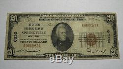 20 $ 1929 Springville New York, Ny Banque Nationale Monnaie Note Bill Ch # 6330 Rare
