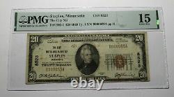 20 1929 Staples Minnesota Mn Monnaie Nationale Banque Note Bill Ch #8523 F15 Pmg