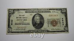 $20 1929 Steward Illinois IL Monnaie Nationale Banque Note Bill Charte #6543 Vf