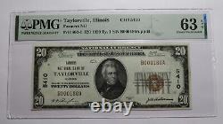 $20 1929 Taylorville Illinois IL Monnaie Nationale Note De Banque Bill Ch #5410 Unc63