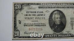 20 1929 Terre Haute Indiana En Monnaie Nationale Note De La Banque Bill Ch. #47 Vf