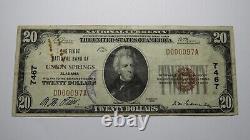 20 1929 Union Springs Alabama Al Monnaie Nationale Note De La Banque Bill Ch #7467 Rare