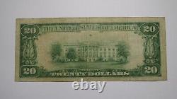 20 1929 Vermillion Dakota Du Sud Sd Monnaie Nationale Banque Note Bill Ch. #13346
