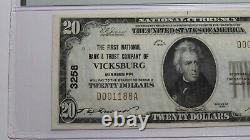 20 $ 1929 Vicksburg Mississippi Ms Monnaie Nationale Banque Note Bill Ch #3258 Vf35