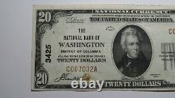 20 1929 Washington D. C. Monnaie Nationale Note De Banque Bill Ch #3425 Xf++ Columbia