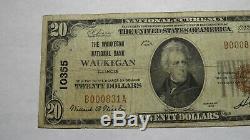 20 $ 1929 Waukegan Illinois IL Banque Nationale Monnaie Note Bill Ch. # 10355 Fin