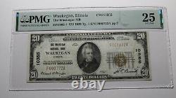 $20 1929 Waukegan Illinois IL Monnaie Nationale Note Banque Bill Ch. #10355 Vf25