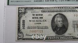 $20 1929 Waukegan Illinois IL Monnaie Nationale Note Banque Bill Ch. #10355 Vf25