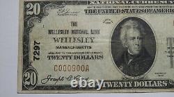 20 $ 1929 Wellesley Massachusetts Ma National Currency Bank Note Bill #7297 Fine