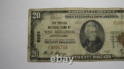 20 1929 West Alexander Pennsylvania Ap Banque Nationale De Devises Note Projet De Loi #8954
