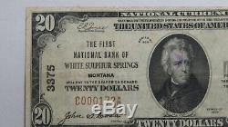 $ 20 1929 White Sulphur Springs Montana Mt Banque Nationale Monnaie Notez Le Projet De Loi # 3375