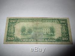 20 $ 1929 Wilmington Delaware De Billet De Banque En Monnaie Nationale Bill Ch. # 3395 Amende