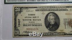 20 $ 1929 Winter Haven En Floride Fl Banque Nationale Monnaie Note Bill Ch # 13437 Vf25