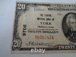 $20 National Currency Note Series 1929 Bank Of New York Faible Numéro De Série