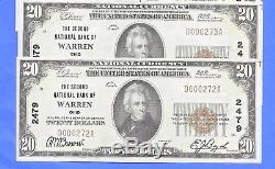 4-1929 20 $ Monnaie Nationale Ch # 2479 Nat. Bank Of Warren Oh Séquentiel # Notes