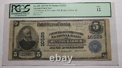 $5 1902 Benton Harbor Michigan MI Monnaie Nationale Note De Banque Bill #10529 Fine