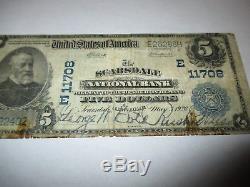 5 $ 1902 Billet De Banque En Monnaie Nationale Scarsdale New York Ny # 11708 Amende