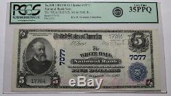 5 $ 1902 Billet De Banque En Monnaie Nationale White Hall Illinois IL N ° 7077 Vf35 Pcgs