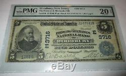 5 $ 1902 Billet De Banque National En Devise Du Woodbury New Jersey Nj Facture N ° 3716 Vf Pmg