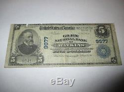 5 $ 1902 Billet De Billet De Banque En Devise Nationale Watkins New York Ny! Ch. # 9977 Rare