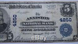 5 $ 1902 Billet De Billet De Banque En Monnaie Nationale Anniston Alabama Al! Ch. # 4250 Vf
