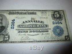 5 $ 1902 Billet De Billet De Banque En Monnaie Nationale Annville Pennsylvanie Pa! Ch. # 2384 Vf +