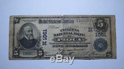 5 $ 1902 Billet De Billet De Banque En Monnaie Nationale Piqua Ohio Oh!