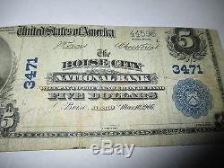 $ 5 1902 Boise City Idaho ID Billet De Banque De La Monnaie Nationale Bill. Ch. # 3471 Rare
